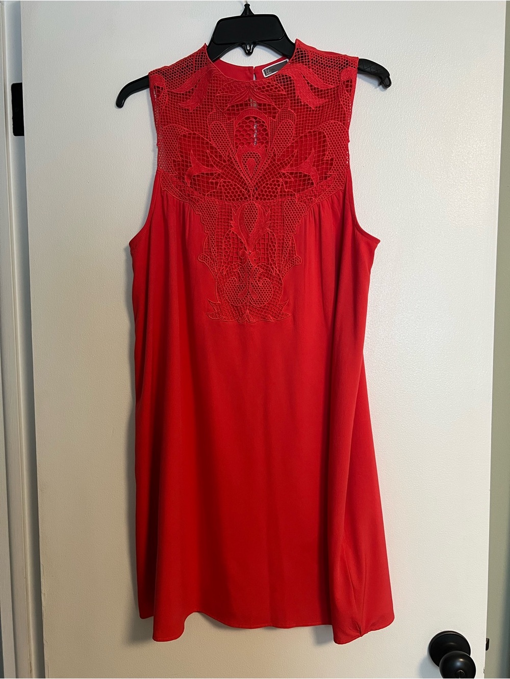 Chelsea28 Red Sleeveless Mini Dress with Lace Yoke